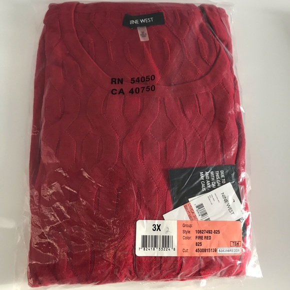 Nine West RED Knit Cotton Winter Sweater Dress Plus Size - Picture 5 of 14